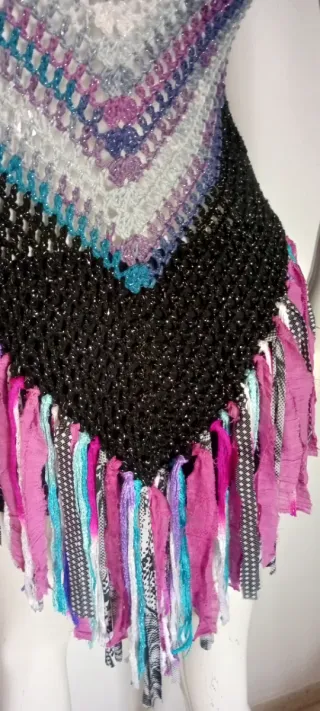 Chaleco Crochet Hippie Boho Flecos Talla M/XL