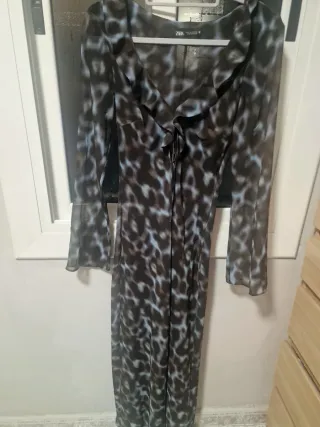 Vestido Zara gasa estampado S