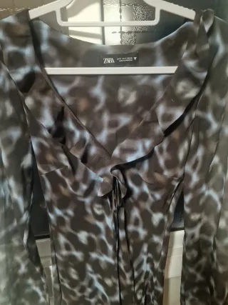 Vestido Zara gasa estampado S