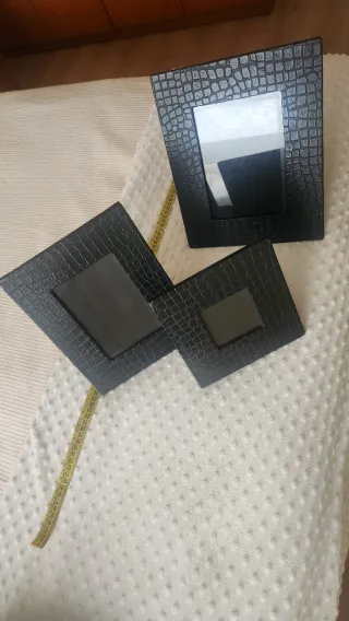 Lote 3 Marcos Fotos Negro  Piel Sintética