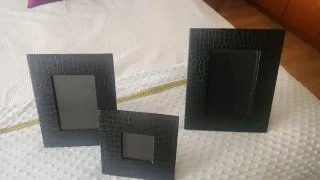 Lote 3 Marcos Fotos Negro  Piel Sintética