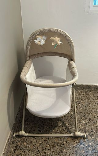Minicuna plegable beige