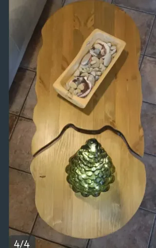 Mesa de centro artesanal tronco madera