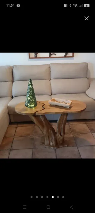 Mesa de centro artesanal tronco madera