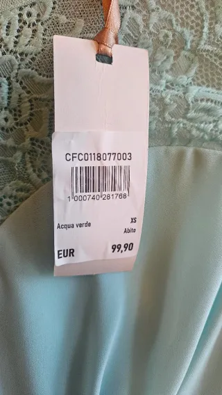 Vestito Rinascimento verde acqua marina taglia XS