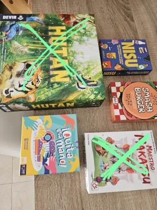 3 Juegos de mesa: quita es mano, Nisu, Smash Burge