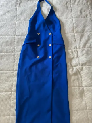 Vestido blazer azul eléctrico elegante y favoreced