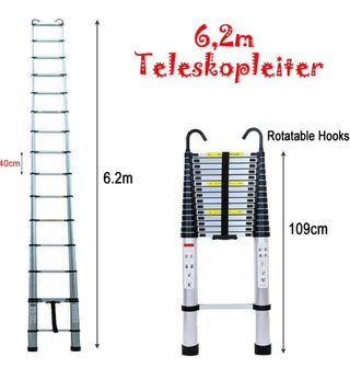 Escalera telescópica de aluminio de 6,2M