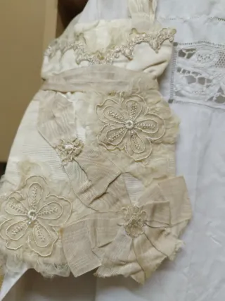 Vestido antiguo comunión encaje hecho a mano con