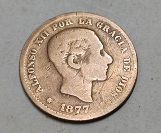 Moneda 5 cent. 1877 Alfonso XII España