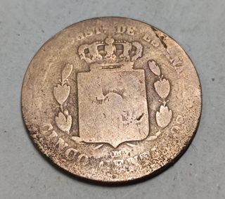 Moneda 5 cent. 1877 Alfonso XII España
