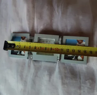 Portarretratos triple plata con reloj