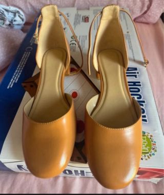 Merceditas H&M Tacon Cuadrado Marrones