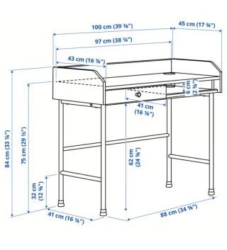 Escritorio Blanco Ikea 100x75x45