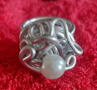 Anello Argento Filo Perla