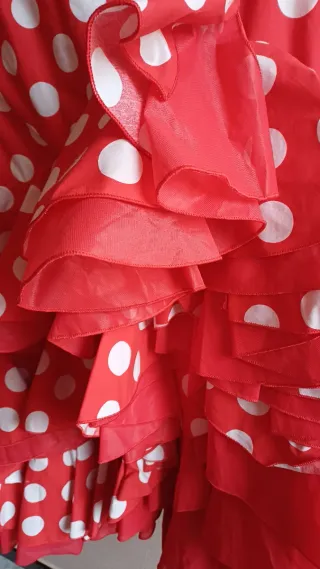 Traje Flamenca Rojo Lunares Blancos