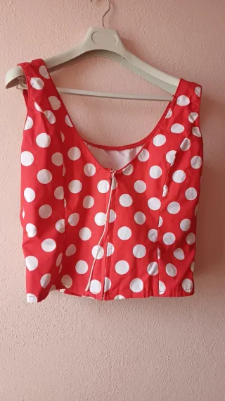 Traje Flamenca Rojo Lunares Blancos