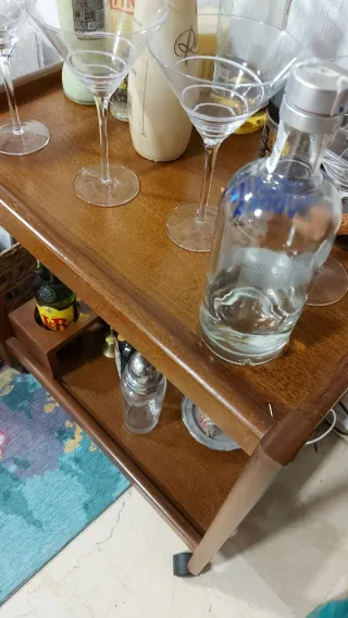 Carrito Bar Madera con Ruedas