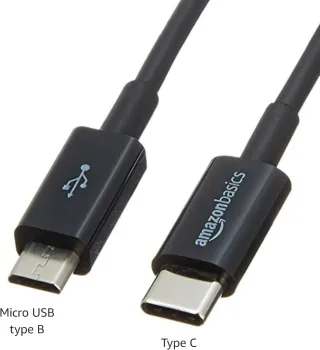 Cable USB-C a Micro USB 2.0, 15.2 cm - Negro
