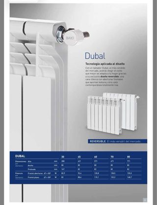 Radiadores de aluminio Baxi Dubal