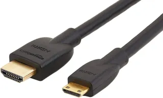 Amazon Basics - Cable Mini HDMI de Alta Velocidad a HDMI , 1.8 m, Color Negro