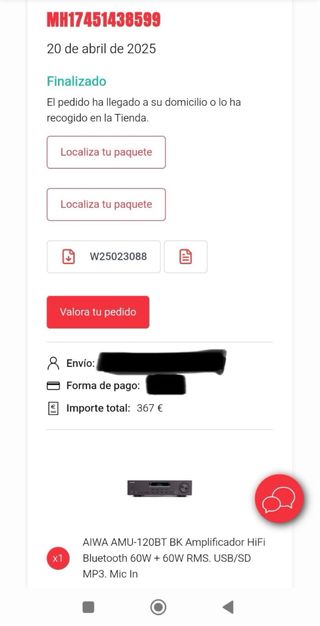 Amplificador Aiwa AMU-120BT BK HiFi Bluetooth 60W