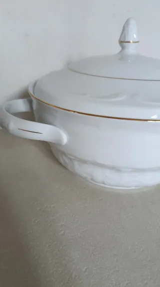 Sopera de porcelana blanca/dorada Włocławek
