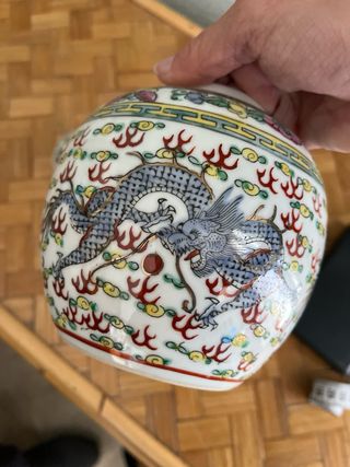 Ginger Jar de porcelana con dragones de 4 garras