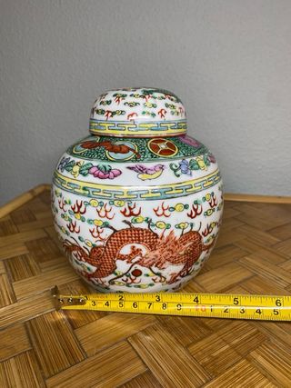 Ginger Jar de porcelana con dragones de 4 garras