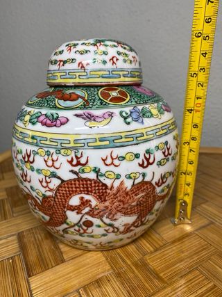 Ginger Jar de porcelana con dragones de 4 garras