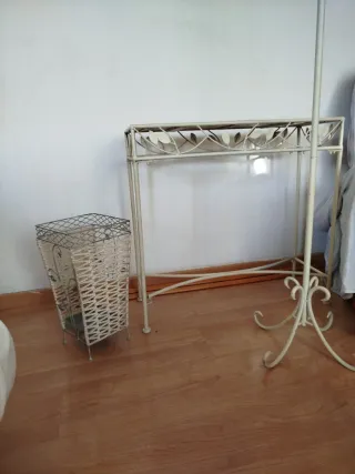 Mesa entrada, paragüero y perchero aluminio