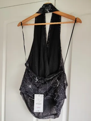 Top Halter Bordados Abalorios Zara talla L