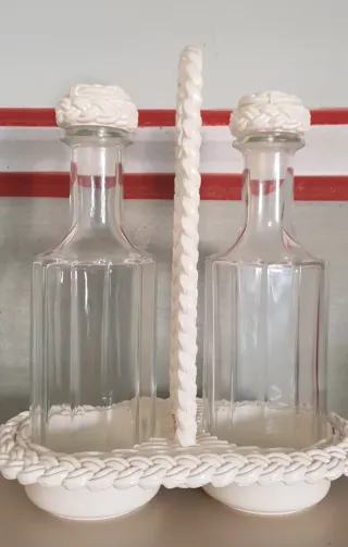 Set VintageOlio Aceto Vetro Decorato Made in Italy