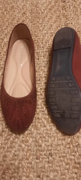 Zapatos planos piel vuelta burdeos talla 39