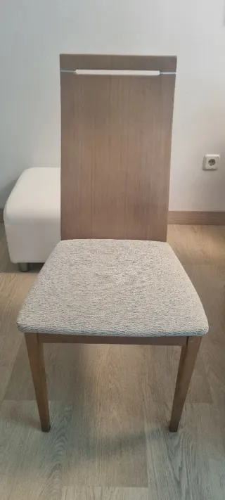 Conjunto 4 sillas madera y tela