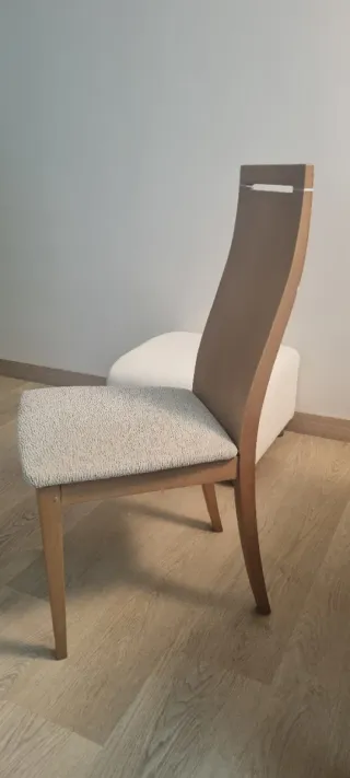 Conjunto 4 sillas madera y tela