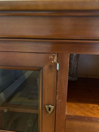 Mueble recibidor madera y cristal