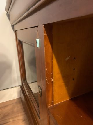 Mueble recibidor madera y cristal