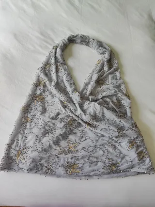 Top Halter Bordados Abalorios Zara