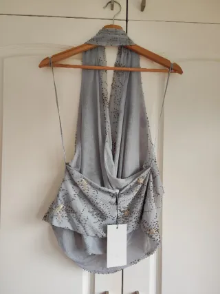 Top Halter Bordados Abalorios Zara