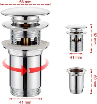 GRIFEMA G104 Desagüe Lavabo 1¼ de Latón Cromado con Tapón Click-Clack