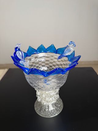 Coppa vetro Murano con uccellini