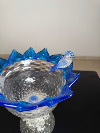 Coppa vetro Murano con uccellini