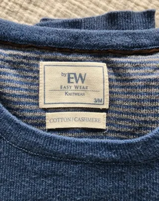 Jersey Algodón y Cashmere Azul con Coderas