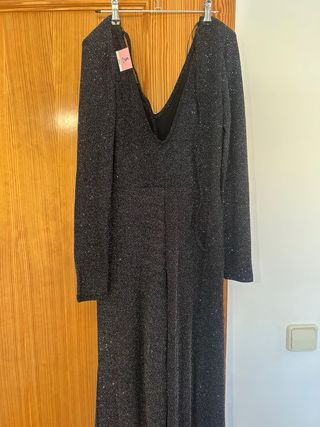 Mono negro fiesta purpurina  manga larga