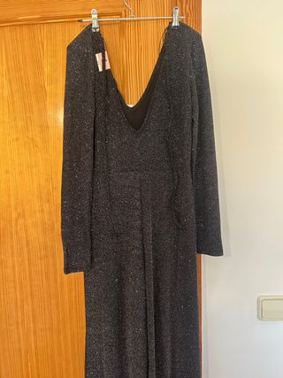 Mono negro fiesta purpurina  manga larga