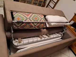 Divano letto 3 posti tessuto beige/grigio