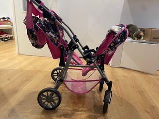 carrito gemelar, bolso cambiador y trona muñecas