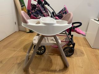 carrito gemelar, bolso cambiador y trona muñecas