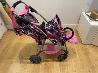 carrito gemelar, bolso cambiador y trona muñecas